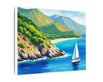 Serene Coastal Canvas Wall Art, Nautical Decor, Home Interior, Beach Theme, Gift for Ocean Lovers, Seascape