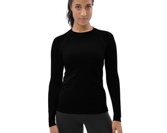 Black Women's Rash Guard UPF 50+ Surfing , Paddle-board, Swimming, Camping, Hiking , Sun Protection