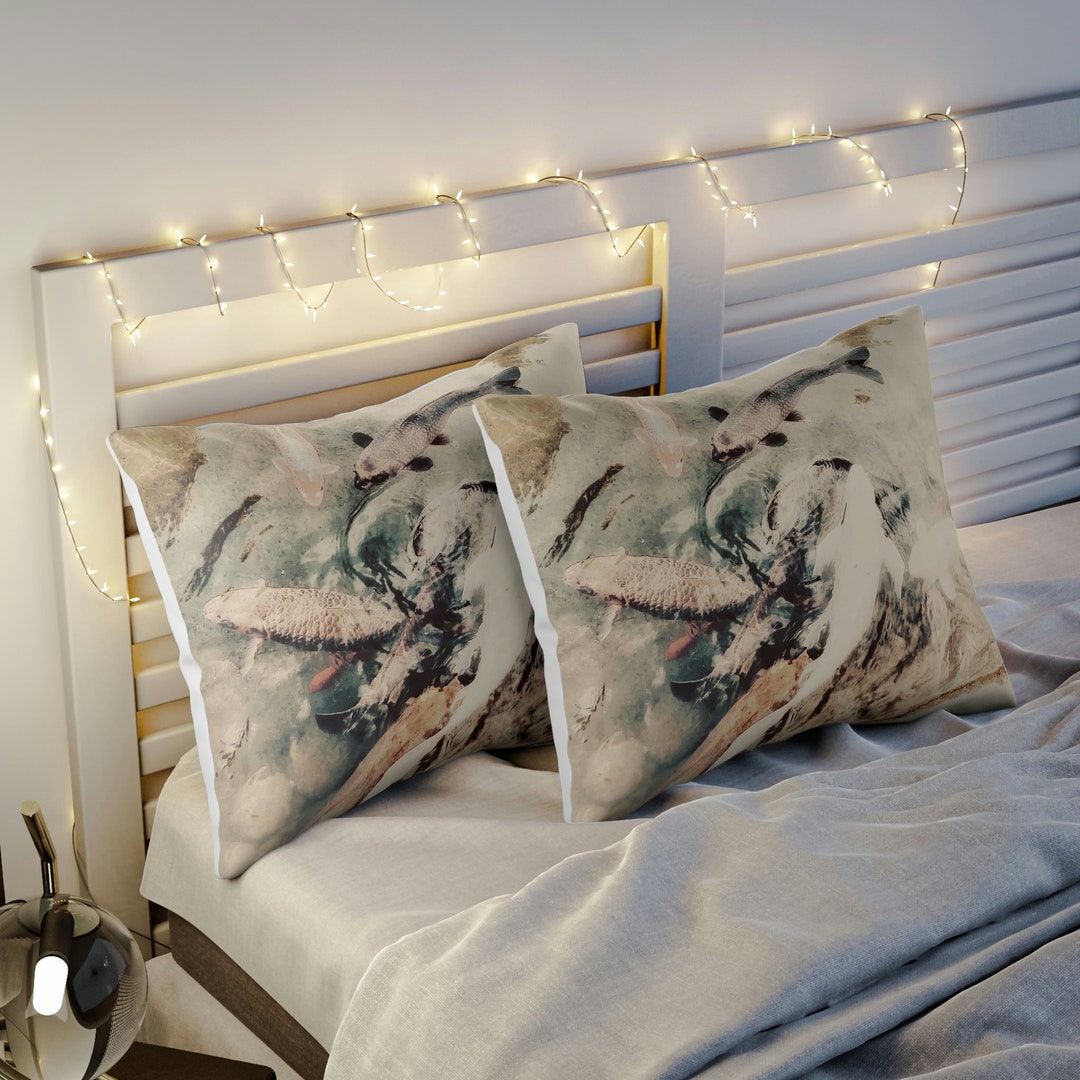 Koi Fish Watercolor Pillow Sham Bedding Home Decor for Adult Room, Baby ...