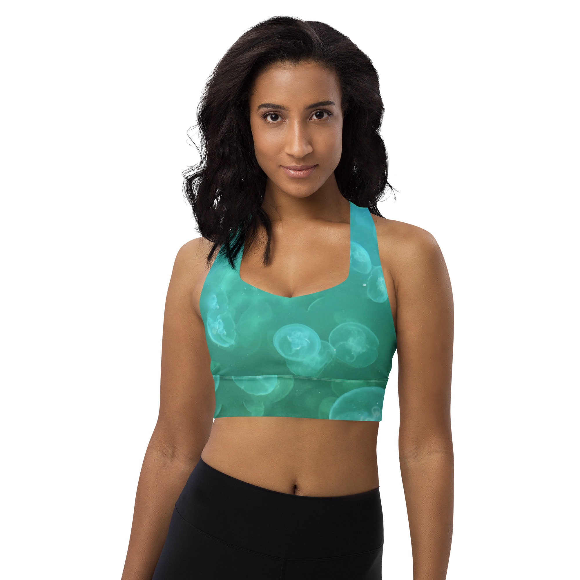 Turquoise Blue Supportive sports bra/Yoga Bra/Jellyfish/MoonJellies/Turquoise  Workout Bra