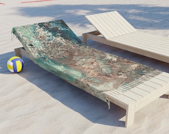 Abstract Ocean Marble & Patina Blue Beach Towel/Wrap/Original Artwork
