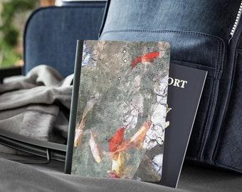 Grey and Orange Koi Fish Passport Cover/Unique Passport Cover/Koi Fish Passport Cover/Japanese Inspired Passport Cover/Travel