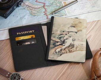 Beige Koi Fish Passport Cover - travel gift, gift for her, gift for him, gift for all