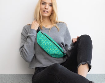 Flower Power Fanny Pack/Cross body bag - Holds your stuff and looks great while doing it - Go Hands Free - Aqua with Yellow Flowers