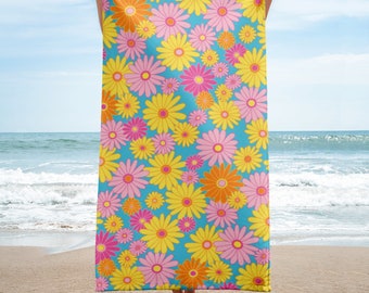 Retro vintage floral design Buttery Soft  Towel - comfy & cozy  gift for yoga lover, beach goer, workout, pickeball, lounging, beach