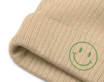 Smile Ribbed knit beanie - Gift of warmth and smiles - happiness starts in your head