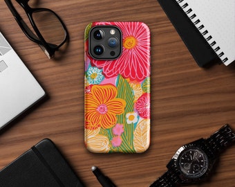 Retro 60’s/70’s inspired flower Tough Case for iPhone® - pop of color