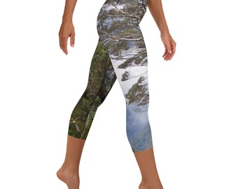 Capri Leggings, Yoga pant with Trees - Doubtful Sound, New Zealand Yoga Leggings/Get Rooted/Fun Design Yoga Pant/Bohemian Design