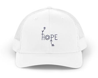 Floral HOPE embroidery Snapback Cap | Trucker hat, minimalist flower design