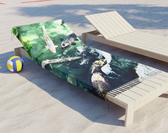 Koi Fish Green Boho Beach Cloth/Blanket/Wrap for Beach, Fashion, Festivals, Vacation, Fun