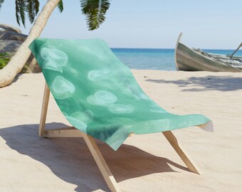 Aqua Beach Towel/Wrap - Jellyfish/MoonJellies for Beach, Workout, Yoga, Paddle Boarding, Picnic, Ocean Lover, Gift for her, gift for him