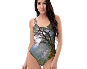 One-Piece Swimsuit Trees of the Doubtful Sound, New Zealand UPF 50+