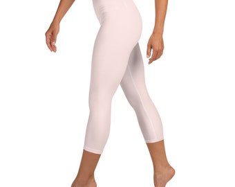 Pink Yoga Capri Leggings UPF 50  for Skating, Pickle-ball,  Paddleboard, Walking, Lounging  -Super Soft and Comfy