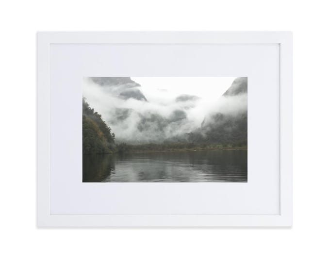 Featured listing image: Doubtful Sound, New Zealand Framed Poster: Foggy Landscape Wall Art 30x40cm