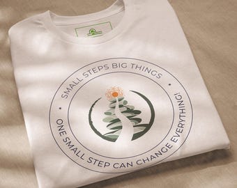 Retro Design Motivational Unisex staple eco t-shirt Small Steps Big Things