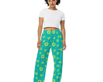 Flower Power Aqua unisex wide-leg pants for all - Lounge-pant - Streetwear