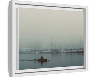 Serene Rowing Scene Framed Canvas Print – Nautical Home Decor