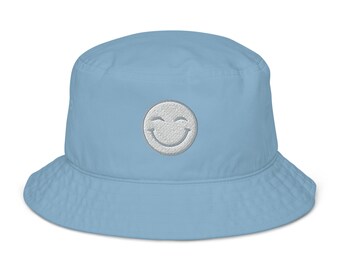 Smile Organic bucket hat for vacation, summer, streetwear, workout, walking about