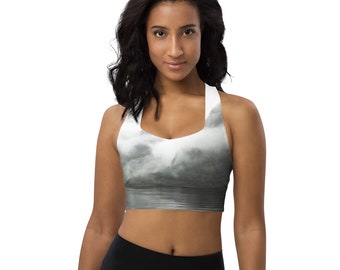 Workout Bra Grey and Black - Foggy on the Sound DL Balance Longline sports bra