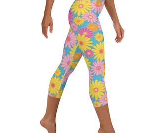 Yoga Capri Leggings Buttery soft, boho retro 70’s inspired, curated for comfort. SPF 50
