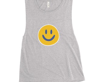 Smile Ladies’ Muscle Tank - Fun Gift - Holiday Gift - Street Wear - Gift of Smiles - Promote Happiness and Smiles when you wear or give :)