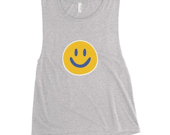 Smile Ladies’ Muscle Tank - Fun Gift - Holiday Gift - Street Wear - Gift of Smiles - Promote Happiness and Smiles when you wear or give :)