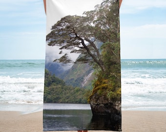 Yoga Towel Velvety Soft with New Zealand Trees Yoga, Beach or Workout Towel - Doubtful Sound, New Zealand Towel - Gift for All to Get Rooted