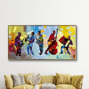 Jewish Wall Art, Musicians, Abstract Colorful Canvas Rolled Print, Palette Knife Art, Contemporary Design, Israeli Artist Gadi Dadon zdjęcie 9