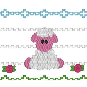 Lil Lambs 9.39 x 3.16 Machine smocking, machine embroidery, smocking