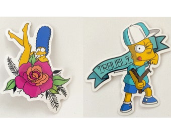 Simpsons Stickers — 80s 90s 2000s Aesthetic VSCO Vinyl Sticker — Marge & Bart Simpson