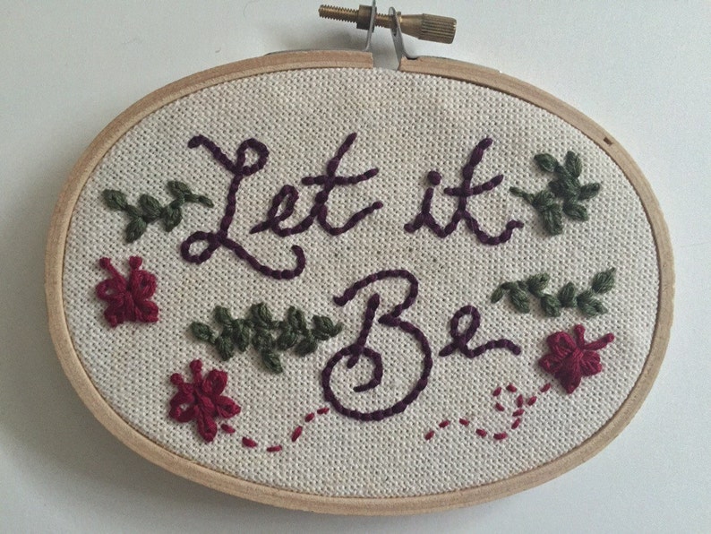 Oval Embroidery Let it Be Beatles Quote image 1