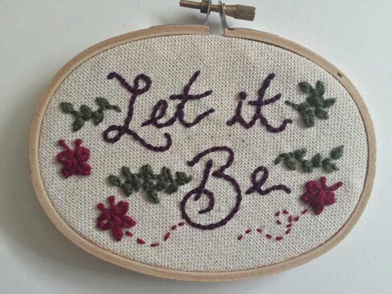 Oval Embroidery Let it Be Beatles Quote image 2