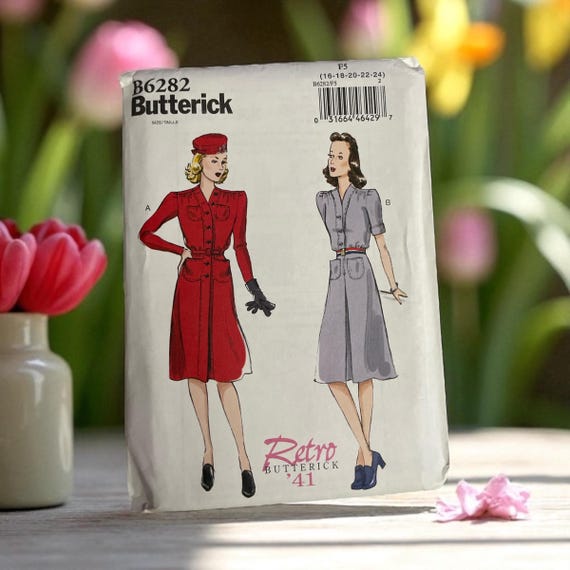 butterick retro dress Butterick B6843 Pattern Retro Shirtdress With Sash
