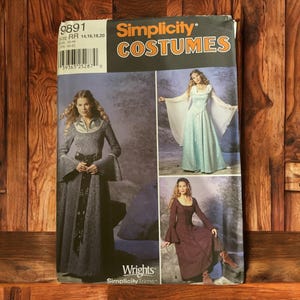 Simplicity 9891 Costume Sewing Pattern – Medieval Renaissance Gowns – Sizes 14, 16, 18, 20 (UNCUT)