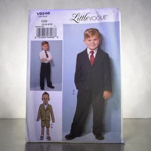 Boys Suit Sewing Pattern V9248 Sizes 2-5 | Jacket, Shorts, Pants, Ring Bearer (Advanced)