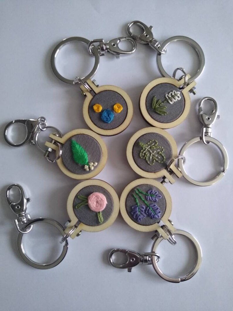 Mini embroidery hoop keychains hand embroidered  etsy