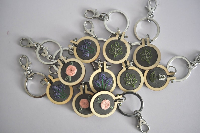 Mini jessecmault hoop keychains hand embroidered  etsy