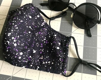 Purple Paint Splatter Adult Face Mask