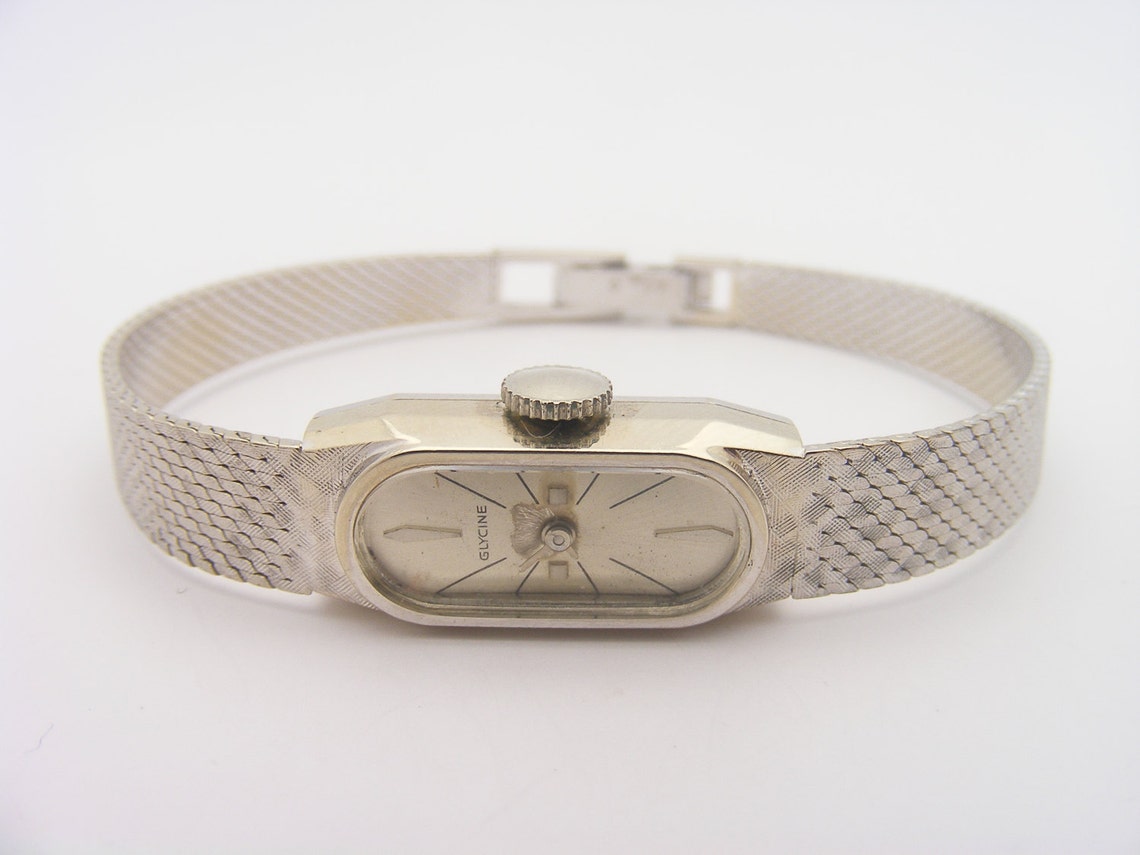 1960's Ladies Glycine Wrist Watch. 14K White Gold Etsy