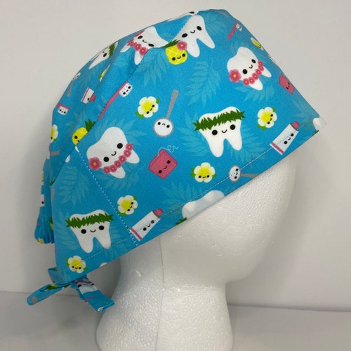 Dental Scrub Cap 100 Cotton. Taco Teeth With Buttons or Etsy