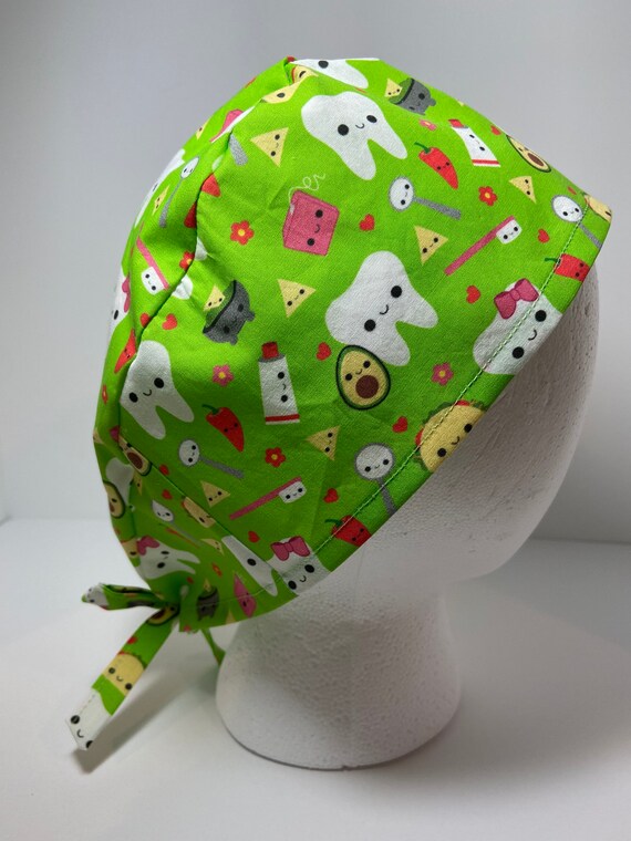 Dental Scrub Cap 100 Cotton. Taco Teeth With Buttons or Etsy