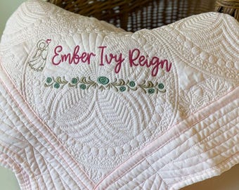 Personalisierte Baby Quilt Baumwolle Decke Dusche Geschenk Kinderzimmer Bettwäsche Krippe Set Benutzerdefinierte Name gestickte Andenken Erbstück Qualität Neugeborene