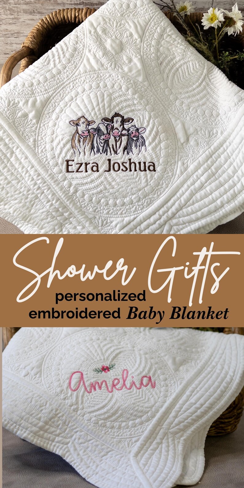 Personalisierte Baby-Decke Geschenk für Neugeborene Mädchen Individuell gestickter Name Quilt Cotton Heirloom-Andenken für Babyparty-Kinderzimmerbettwäsche Bild 9