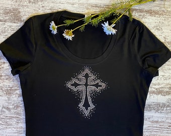 Rhinestone Cross T-Shirt