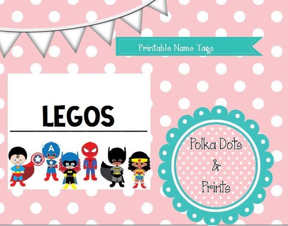 Printable Superhero Name Tags Or Labels Etsy