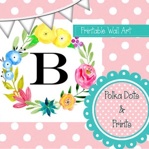 Printable B Monogram Floral Print 5x7