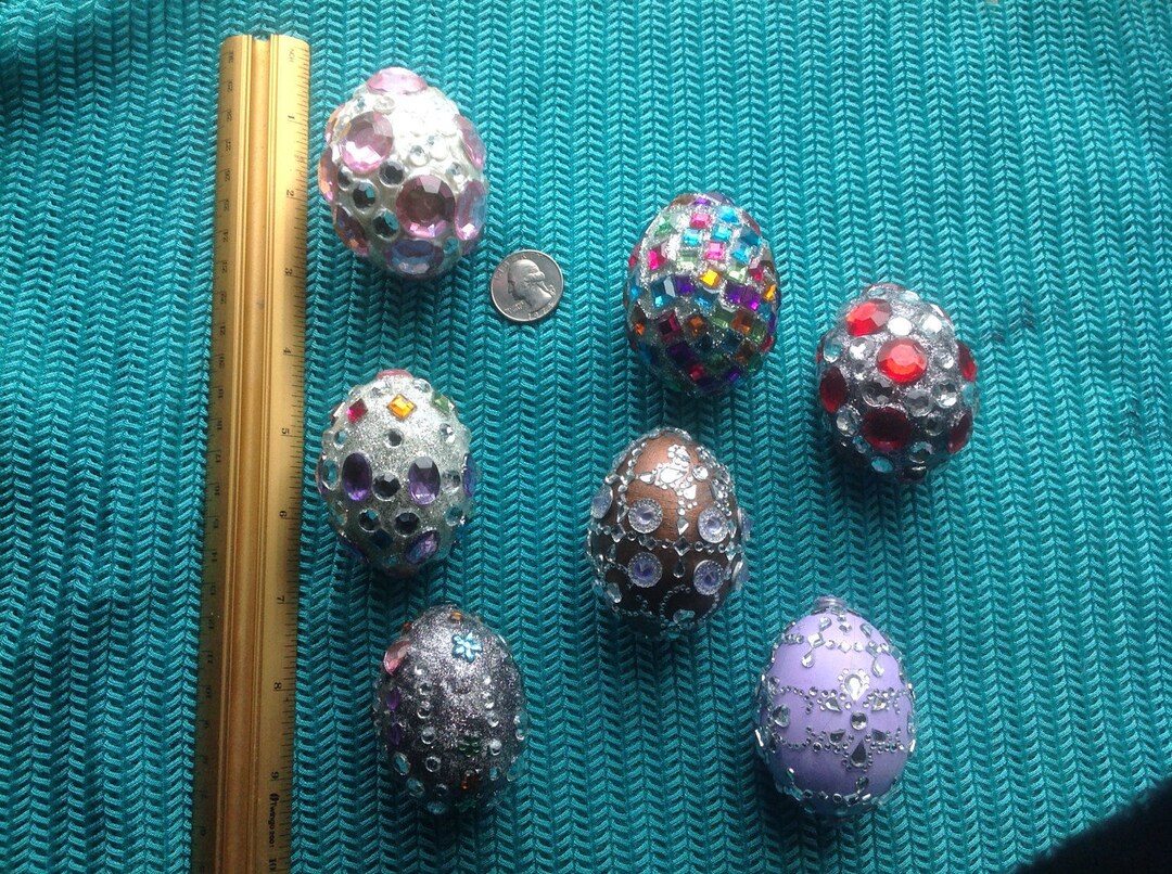 Easter Eggs Ostara Eggs Bejeweled Easter Eggs, Real Hollowed Out Chicken Eggs Bejeweled Faberge