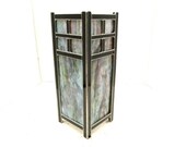 Tiffany Style Stained slag Glass Cylinder Table Lamp column arts crafts mission