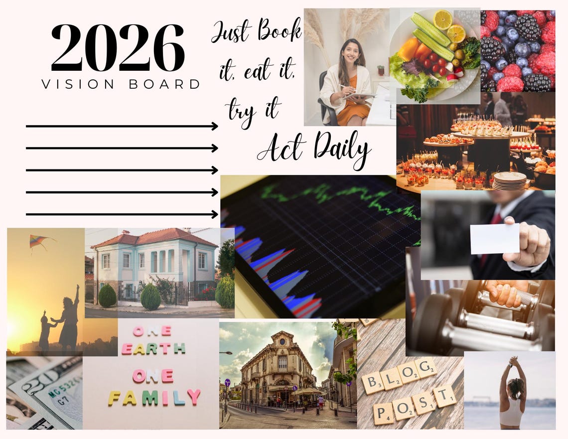 2026 Digital Vision Board Template | PDF Fillable & Canva Editable ...