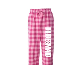 Bridesmaid Flannel Pajama Pants, bridal loungewear sleepwear gifts for the bridal party pjs for the wedding party comfy cozy flannels gifts